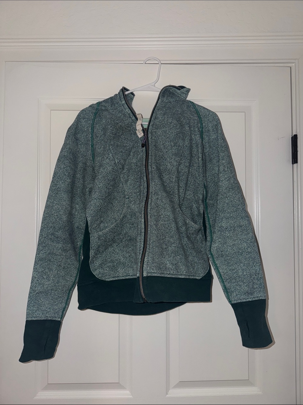 lululemon athletica Heathered Teal Green Full-Zip scuba hoodie